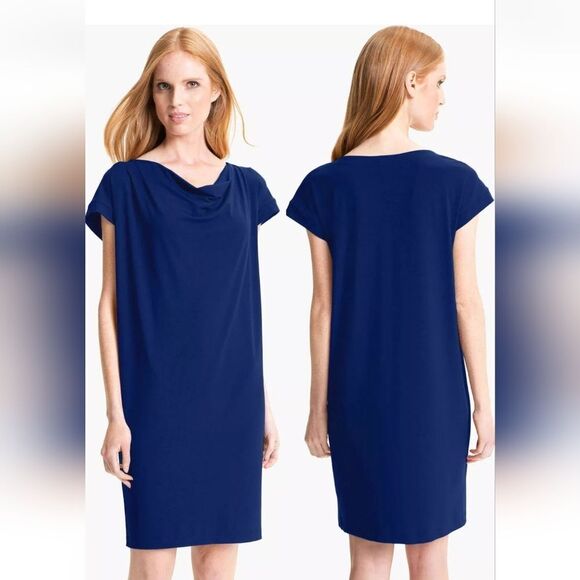 Eileen Fisher Jersey Drape Front Dress Size Large - Picture 1 of 7